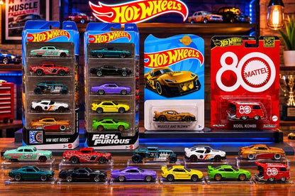 Hot Wheels Collector Bundle – HW Hot Rods 5-Pack, Fast & Furious 5-Pack, Kool Kombi & Muscle and Blown Die-Cast Cars