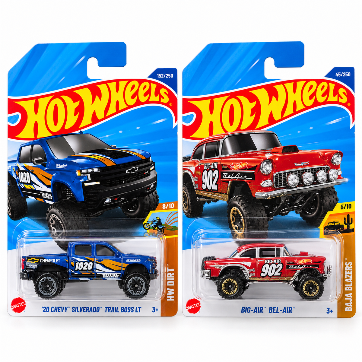 Hot Wheels Die-Cast Off-Road Car Collection – Chevy Silverado Trail Boss LT & Big-Air Bel-Air | COD NOT AVAILABLE