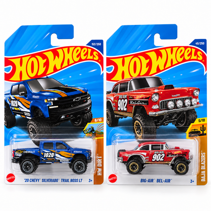 Hot Wheels Die-Cast Off-Road Car Collection – Chevy Silverado Trail Boss LT & Big-Air Bel-Air | COD NOT AVAILABLE