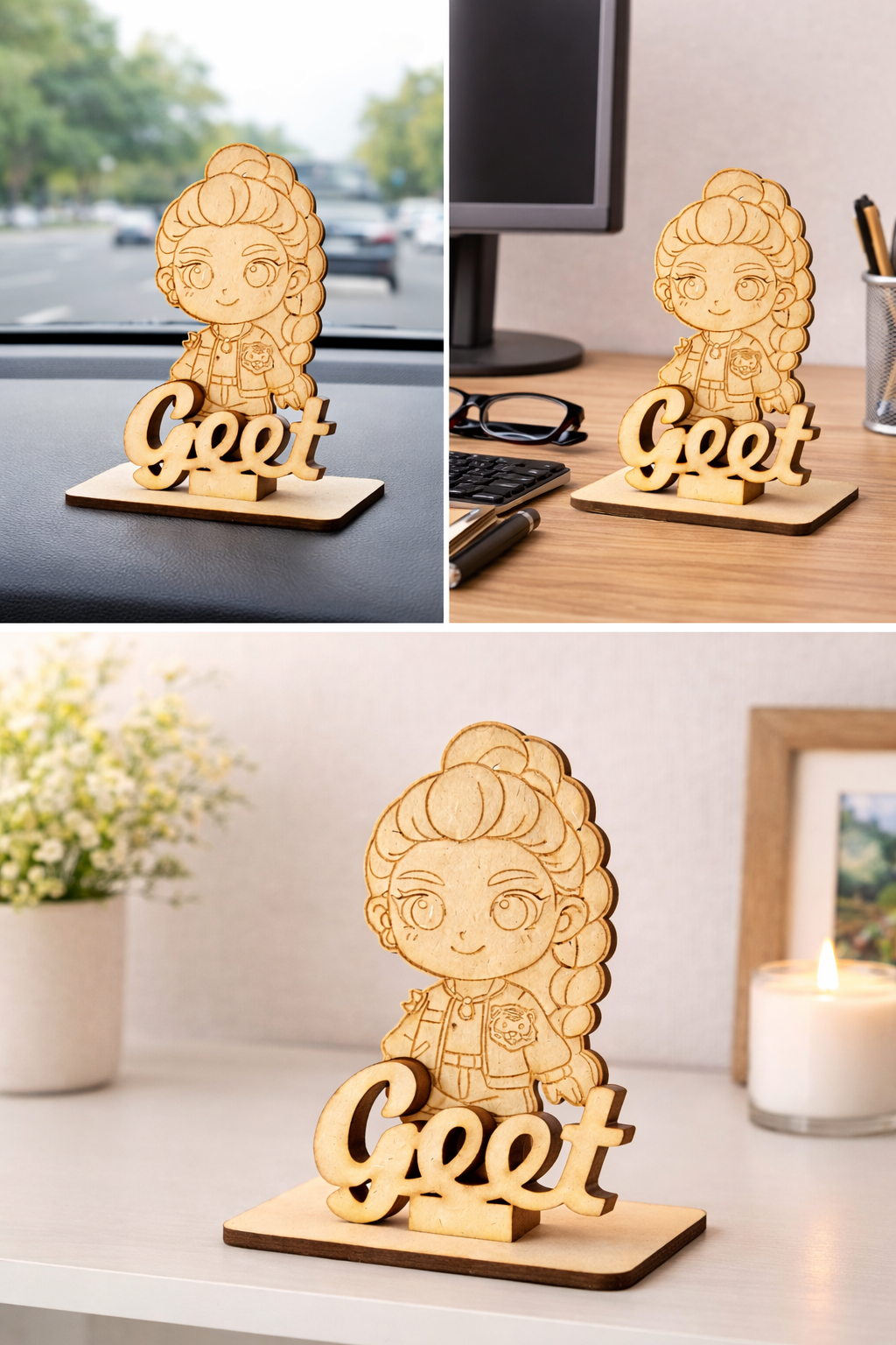 MDF Wooden Name Standee | Custom Name Desk Decor | Premium Laser Cut Name Plate | Cute Gift for Birthday, Study Table & Home Decor (15 cm)
