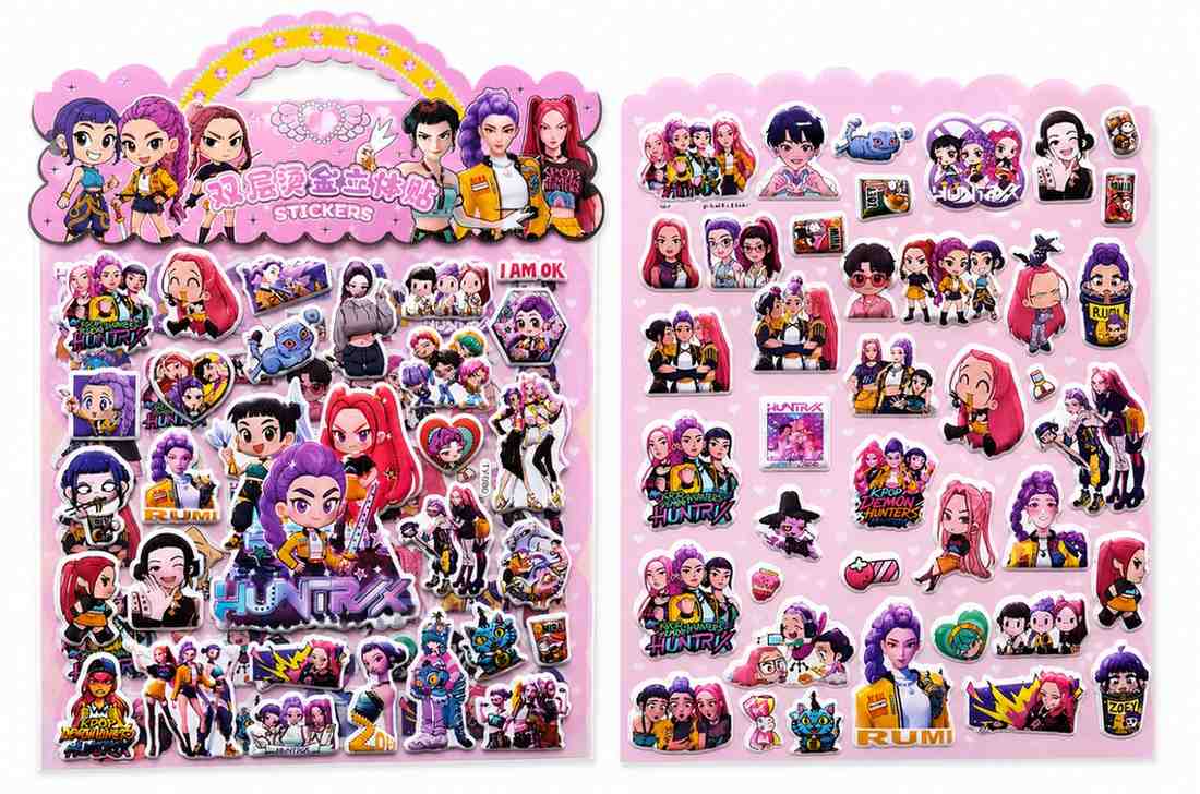 K Pop Demon Hunters Random 1 Set  Sticker wiith 2 Sheets – Cute Waterproof Anime Style Vinyl Stickers for Laptop, Phone, Diary, Scrapbook & Kids Gifts