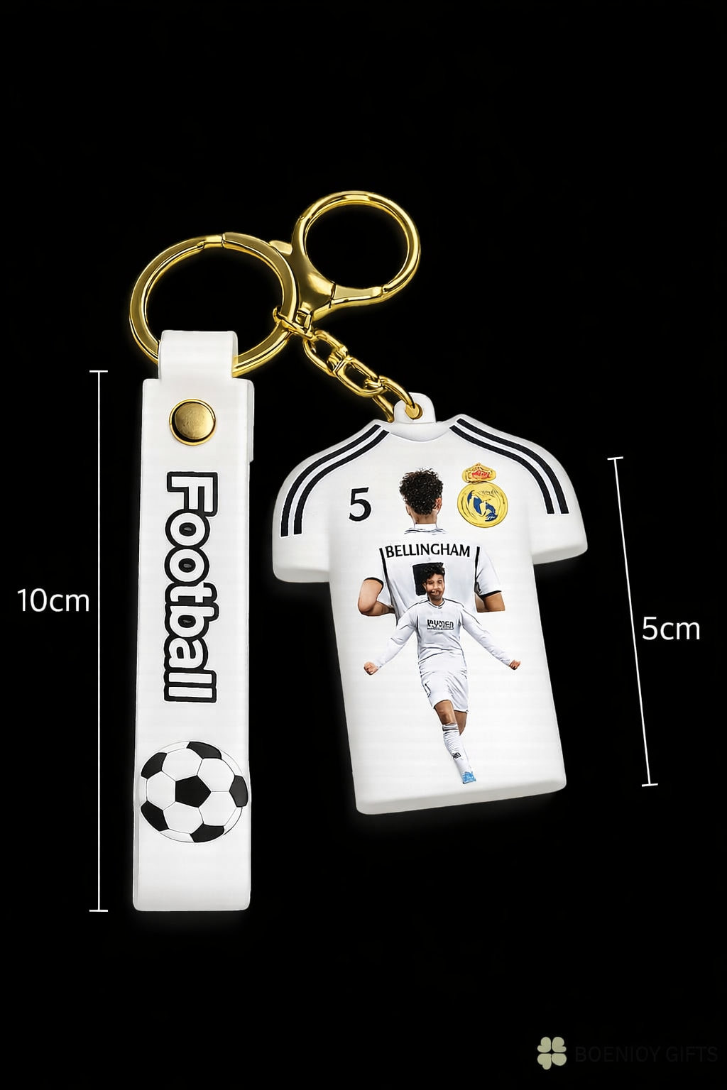 Football Jersey Keychain Bellingham 5 | Real Maderid Inspired | Football Fan Gift | Mini Jersey Keychain with Strap | Premium Quality Key Holder for Boys & Girls (Jude Bellingham)