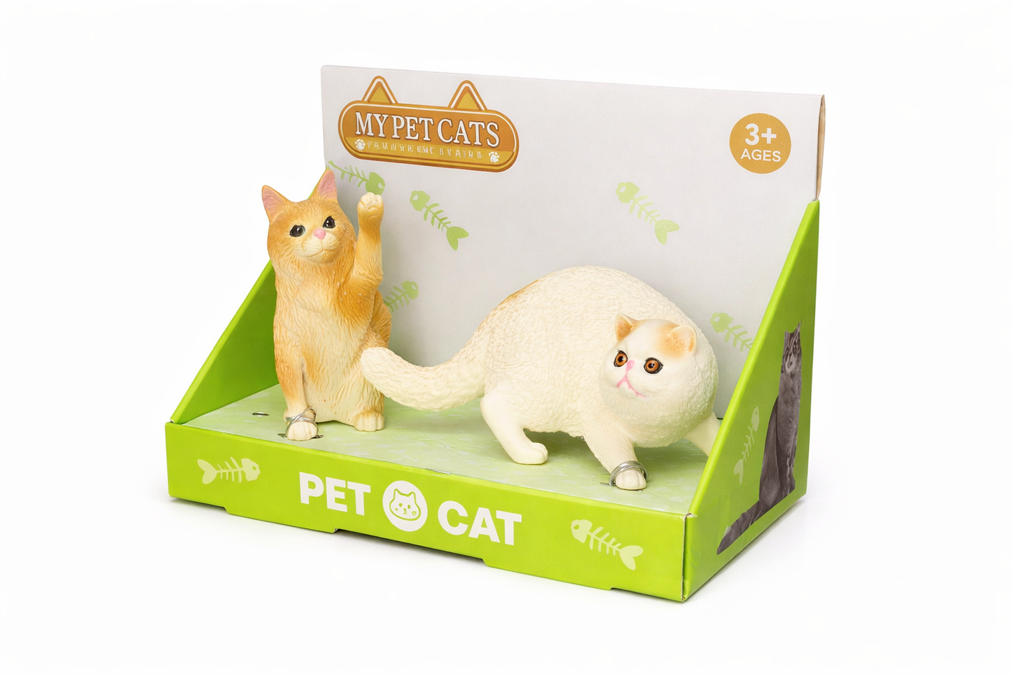Pet Cat Toy Set 2 | Realistic Cat Figurines | Cute Mini Animal Toys for Play, Desk Decor & Gifts