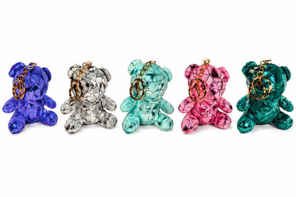 Shiny Teddy Bear Keychain – Cute Plush Bag Charm | Random 1 PCS | Stylish Key Holder Gift for Girls