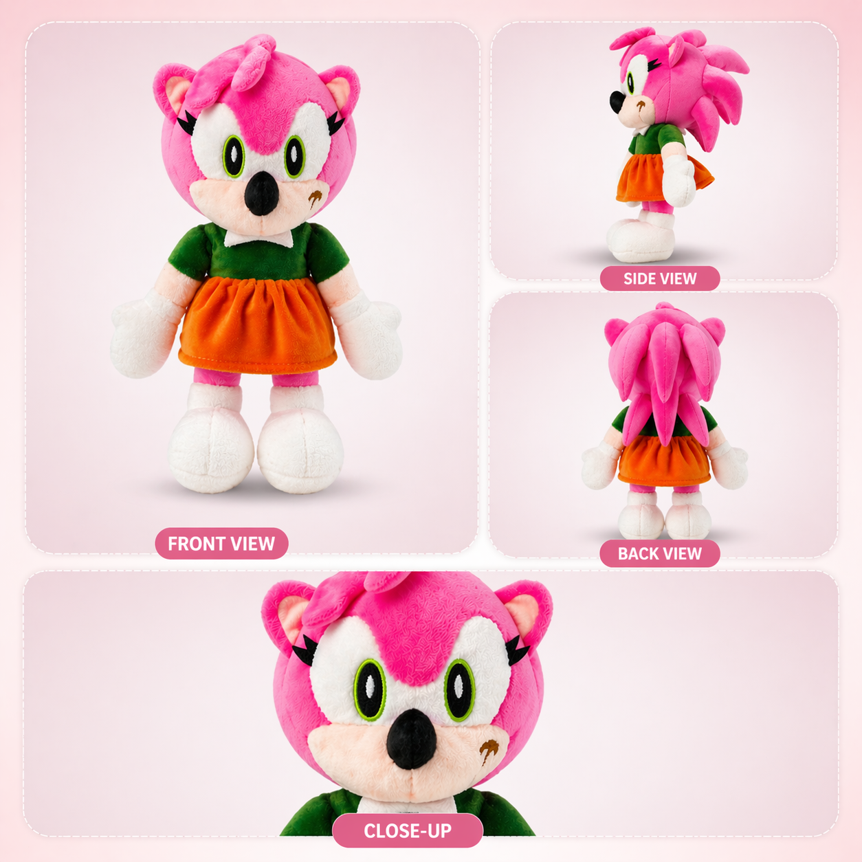 Amy Hedgehog Style Plush Toy – Approx 32cm Soft Cartoon Stuffed Doll for Kids | Cute Pink Cuddly Gift Toy