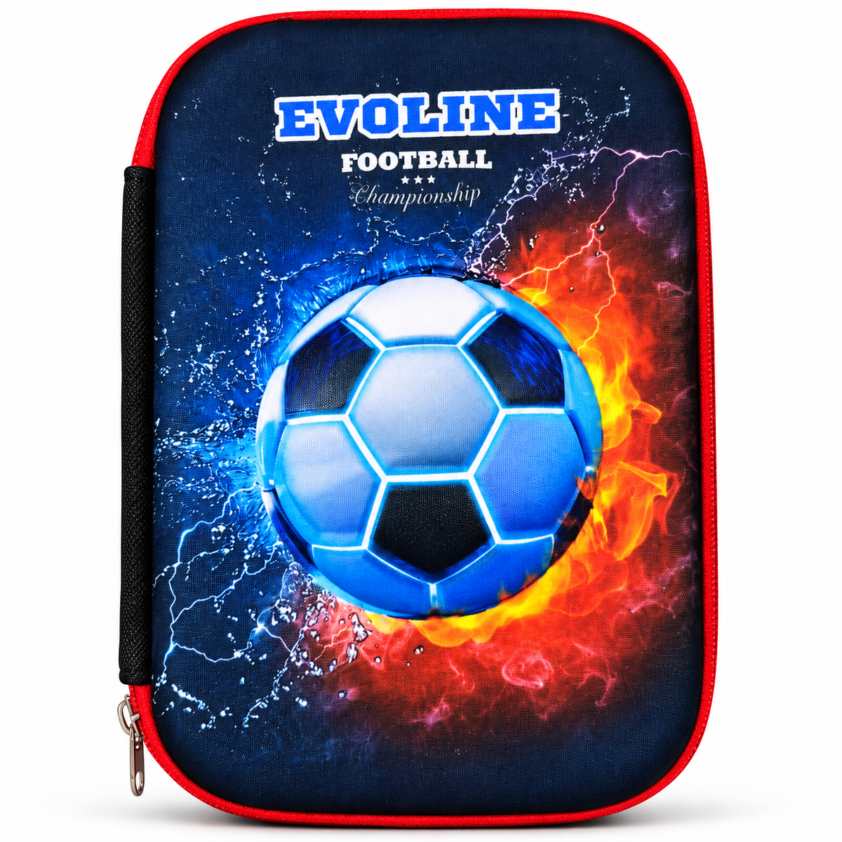 Football Theme Pencil Pouch for Kids | Hard Shell School Pencil Case with Mesh Pocket & Pen Holders
