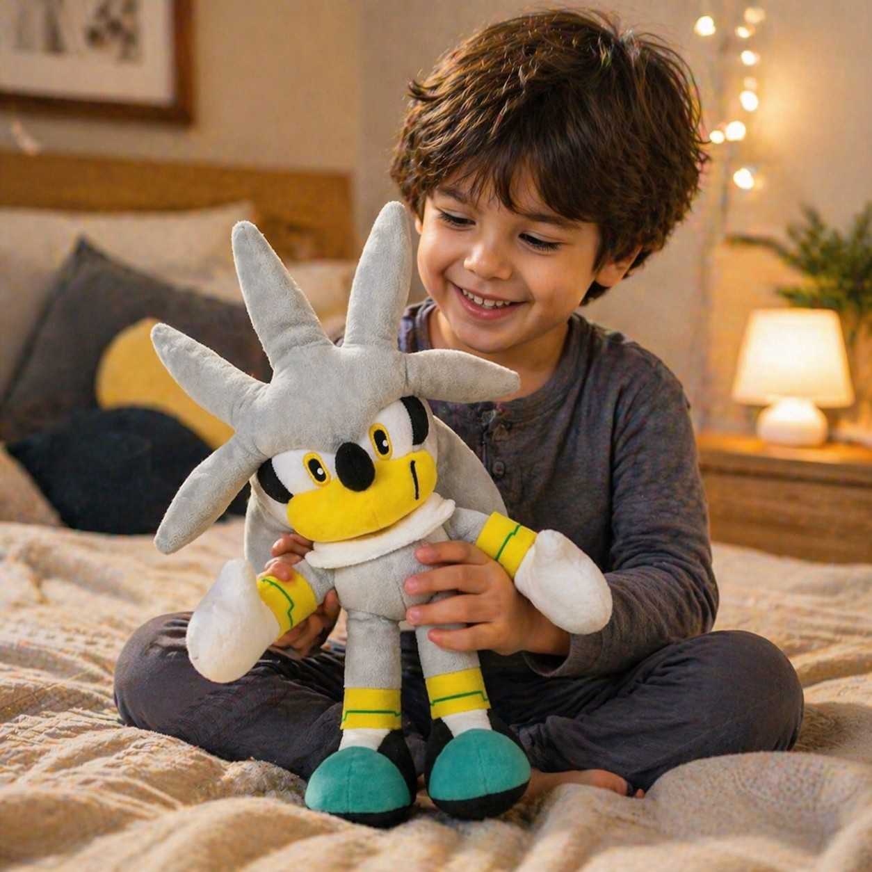 Silver the Hedgehog Plush Toy – Approx 32cm Soft Stuffed Cartoon Character Doll | Cute Cuddly Toy for Kids & Gifts