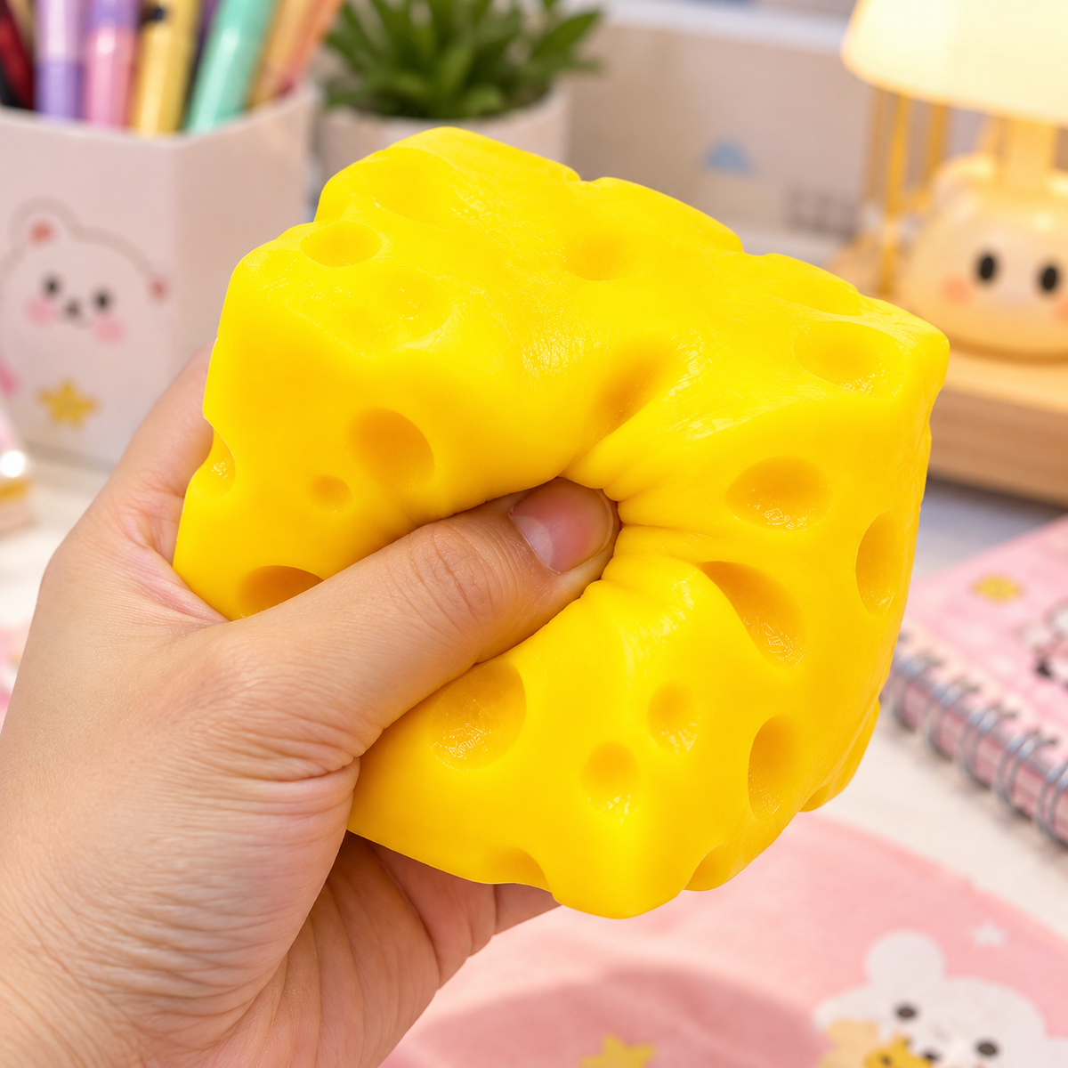 Yellow Cheese Squishy Toy – Soft Slow Rising Sensory Squeeze Toy