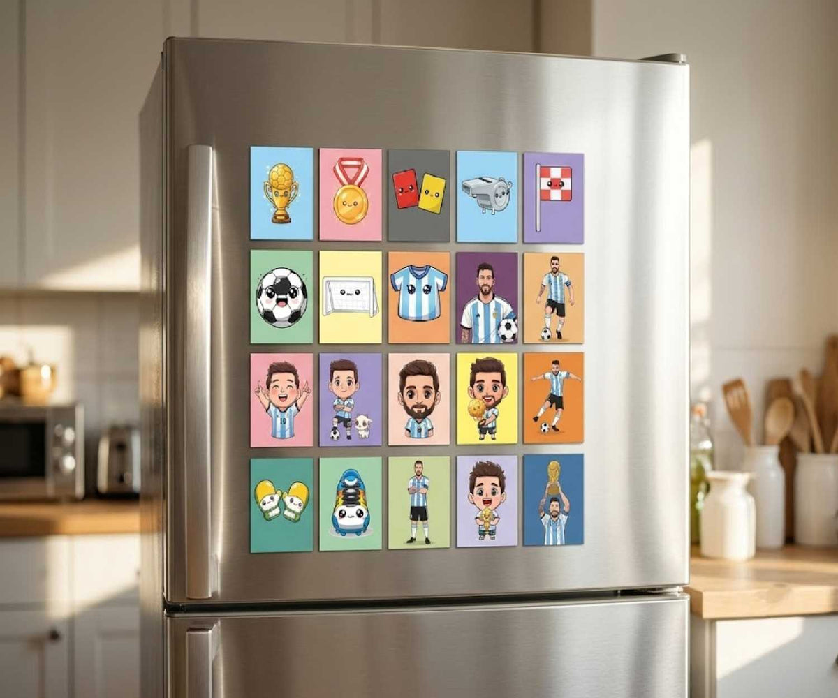 Lionel Messi Kids Fridge Magnet Set, Refrigerator Magnets | Fun Collectible Gift & Home Décor (Pack of 20) 4x5 cm