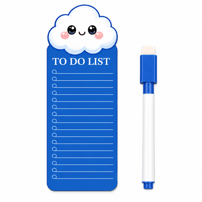 Cloud Theme Acrylic to Do List Board with Black Ink Marker, Reusable Daily Planner & Checklist, Cute Cloud Design, 24 x 9 cm, Blue