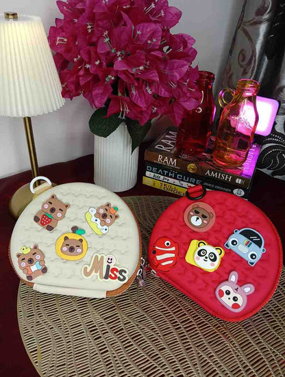 Cute Mini Purse for Little Girls | Round Crossbody Sling Bag | Soft Silicone Coin Purse | Kids Shoulder Bag | Random 1 Piece