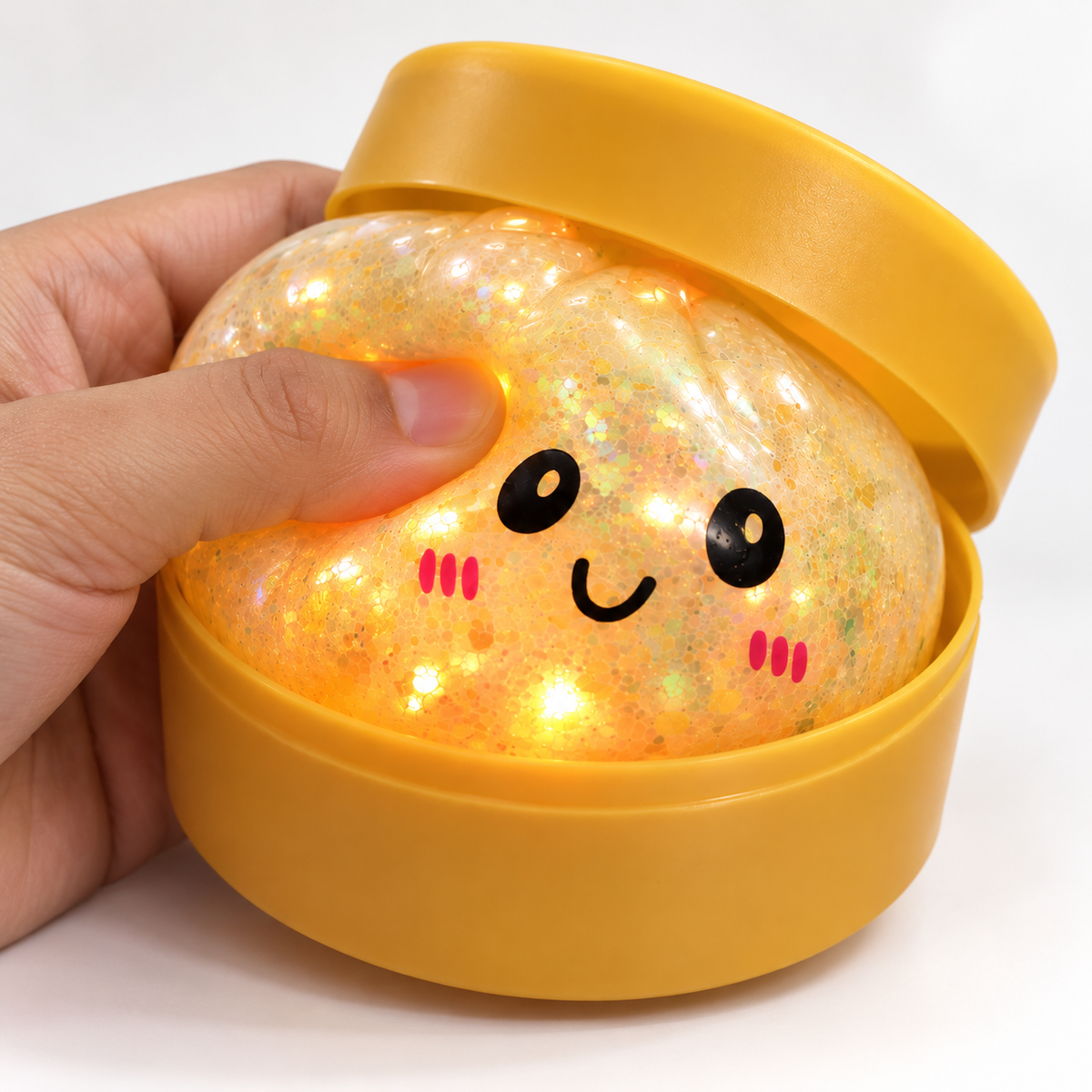 Cute Momo Squishy Toy with Storage Box, Light Up Soft Squeeze Toy for Kids & Adults – 1 Pc ( Cod Not Availble)