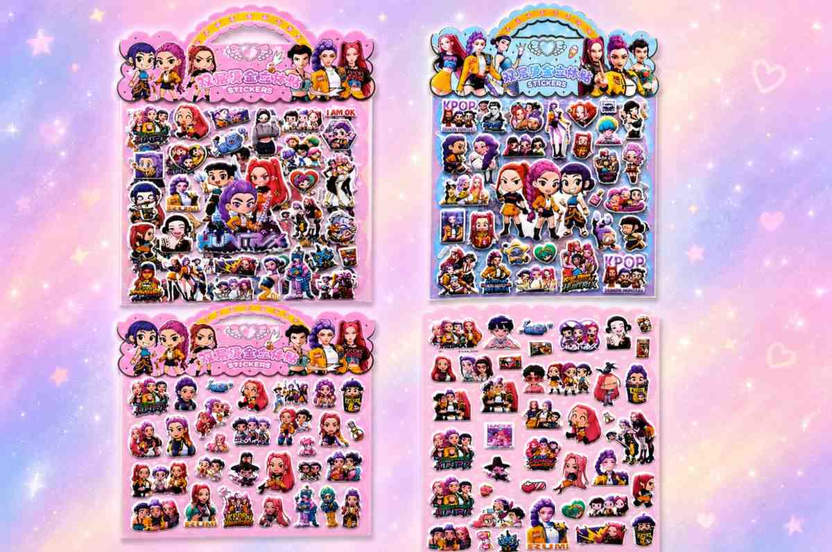 K Pop Demon Hunters Random 1 Set  Sticker wiith 2 Sheets – Cute Waterproof Anime Style Vinyl Stickers for Laptop, Phone, Diary, Scrapbook & Kids Gifts