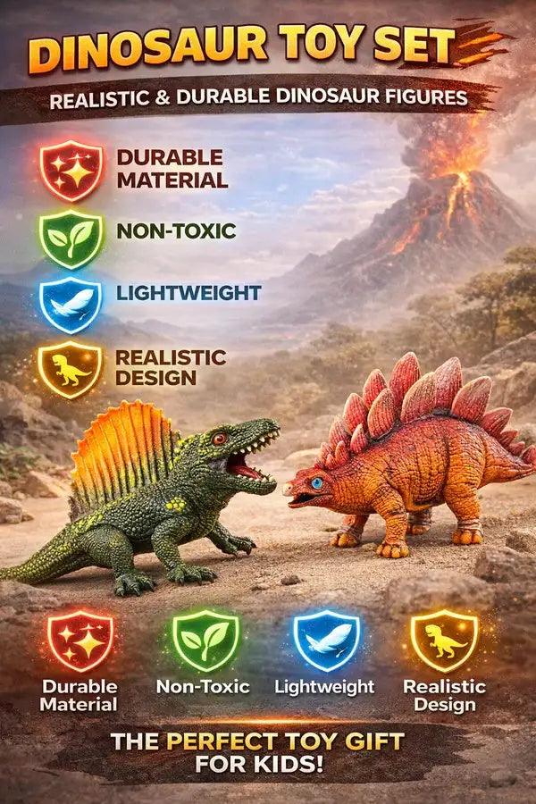 Spinosaurus & Stegosaurus Dinosaur Figures Set of 2 | Realistic Simulation Models | Kids Educational Figures | Desk Decor & Return Gift