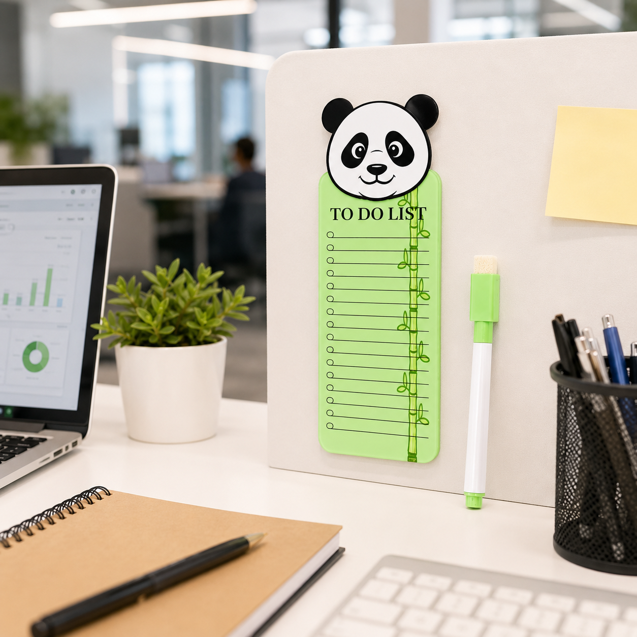 Panda Theme Acrylic to Do List Board with Marker, Reusable Writing Planner, Magnetic Daily Task Checklist Board, Cute Panda Design, 24 × 9 cm, Green
