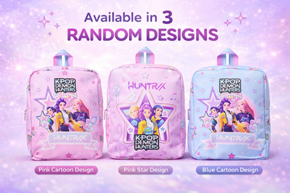 K POP Demon Hunters Kids Backpack for Girls | Cute Cartoon School Bag | Lightweight & Spacious | Adjustable Straps | Pink & Blue Designs | Ideal for School, Travel & Daily Use (Random 1 Pcs)