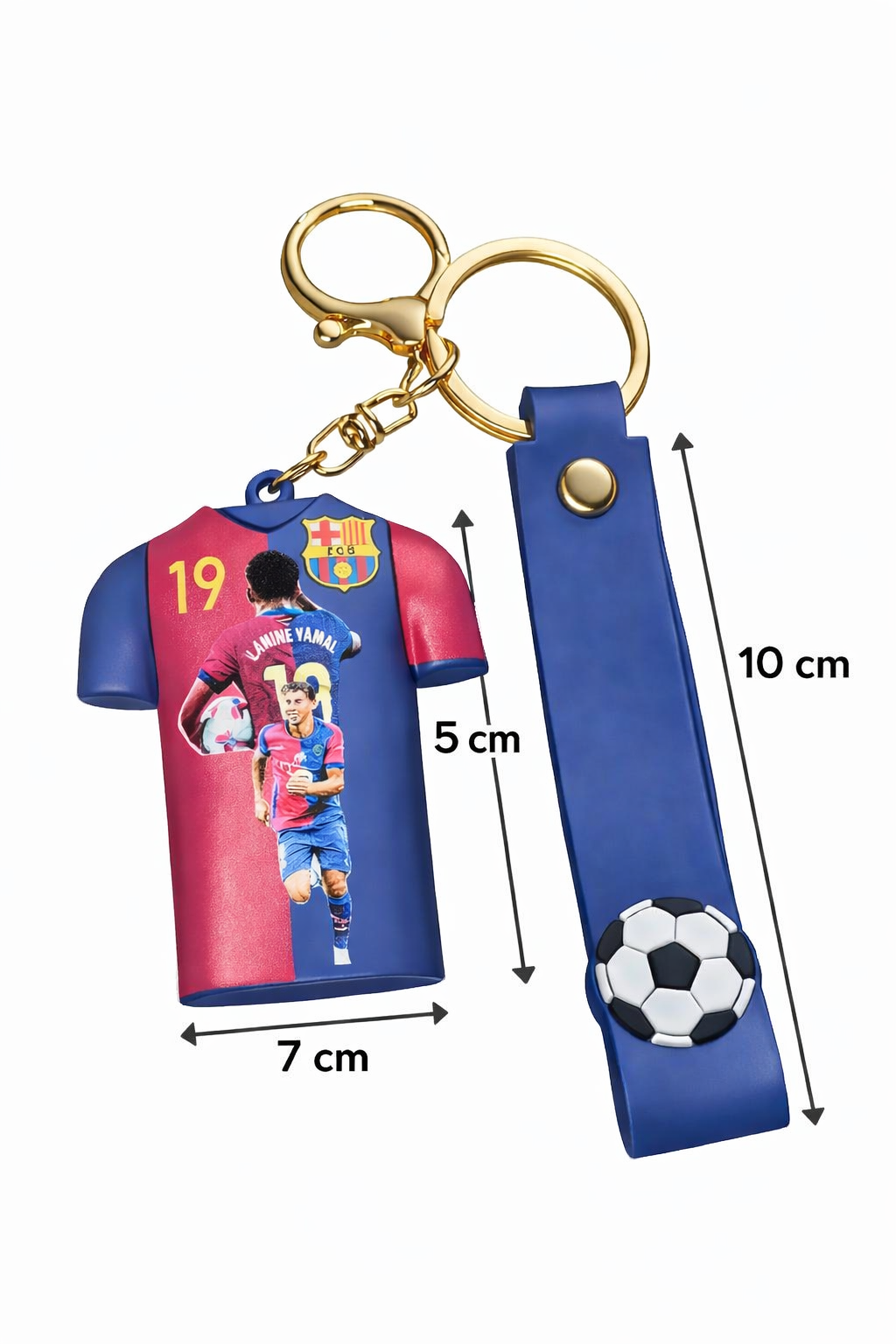 Football Jersey Keychain with Strap – No.19 Barceelona Style Mini Shirt Key Ring for Men, Boys & Football Fans | Premium Rubber Key Holder for Car, Bike & Bags (LAMINE YAMAL)
