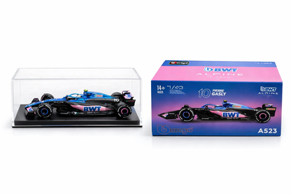 Bburago Alpine A523 F1 Diecast Model Car 1:43 Scale | Pierre Gasly #10 | BWT Formula 1 Collectible with Display Case