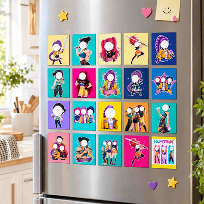 K POP Demon Hunters Kids Fridge Magnet Set, Refrigerator Magnets | Decorative Kitchen Magnets for Kids | Fun Collectible Gift & Home Décor (Pack of 20) 4x5 cm