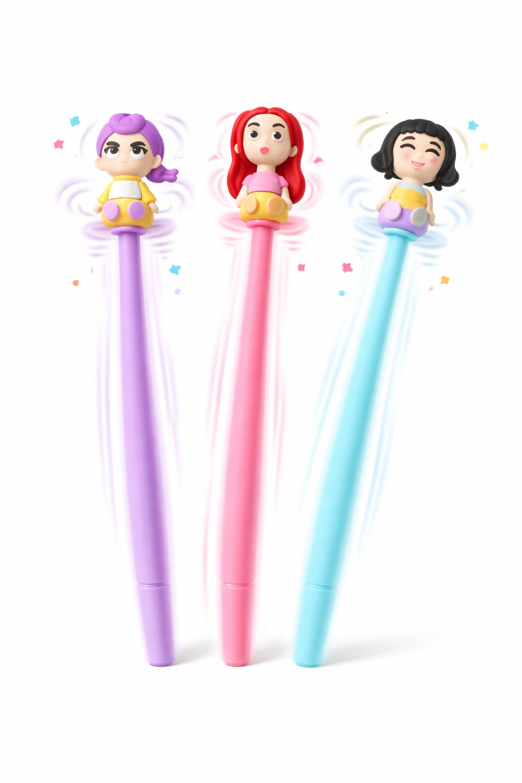 K POP Demon Hunters Ball Pen Set of 3 | Cute Anime Character Pens | Smooth Writing Blue Ink Pens | Cartoon Figure Pens for Kids, Girls, School & Gift Use