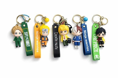 Anime Character Keychain Set (Pack of 5) – Ninja Warriors, Pirate & Detective Style Cute Silicone Key Rings for Kids, Boys, Girls, Bag Accessories