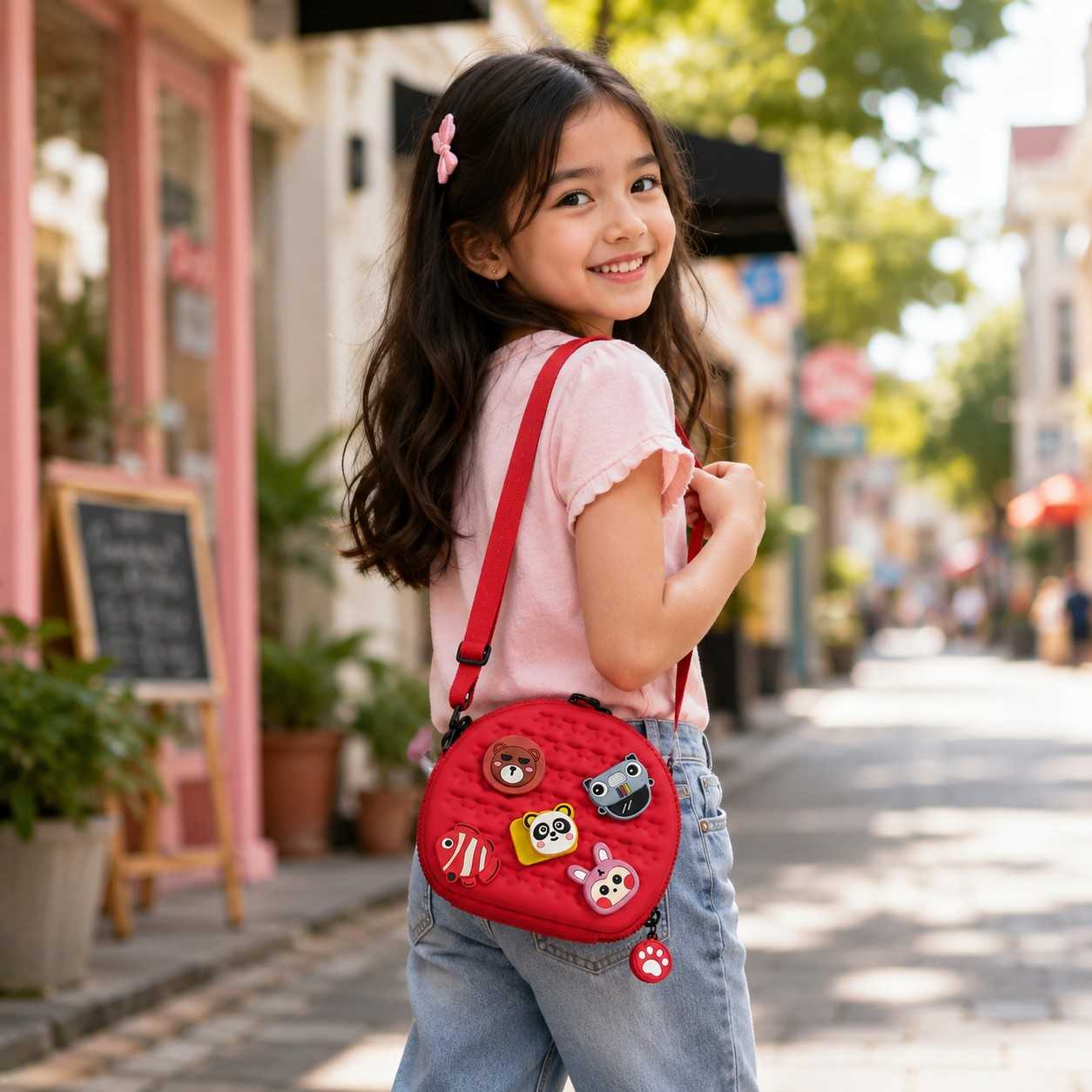 Cute Mini Purse for Little Girls | Round Crossbody Sling Bag | Soft Silicone Coin Purse | Kids Shoulder Bag | Random 1 Piece