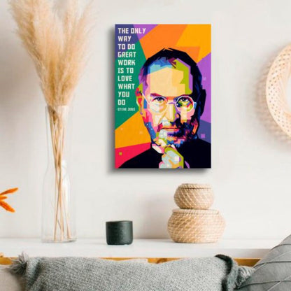 Steve WPAP Wood Print | Ink Infused into the Wood | Famous Personality |