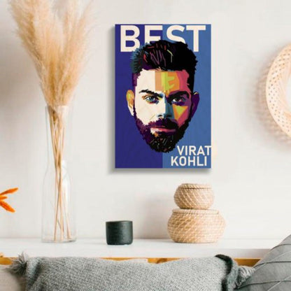 Virat Kohli (King Kohli) WPAP Wood Print | Ink Infused into the Wood | Cricket ; Indian Team ; Bleed Blue |