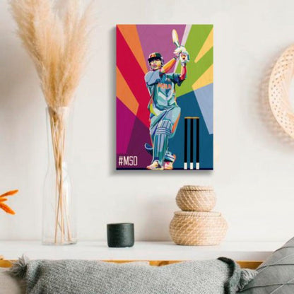 MS Dhoni (Captain Cool) Wood Print | Ink Infused into the Wood | Cricket ; Indian Team ; Bleed Blue |