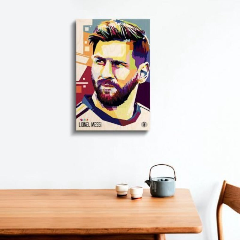 Lionel Messi (La Pulga) WPAP Wood Print | Ink Infused into the Wood | Soccer ; PSG ; Argentina |