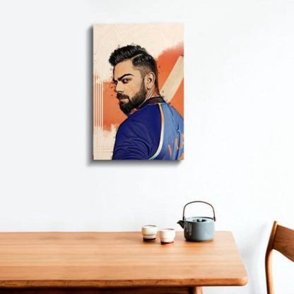 Virat Kohli (King Kohli) Wood Print | Ink Infused into the Wood | Cricket ; Indian Team ; Bleed Blue |