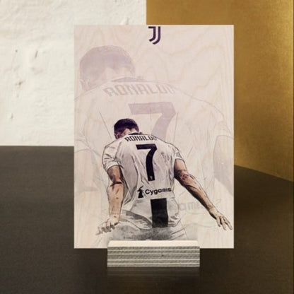 Cristiano Ronaldo Juv Back Wood Print | Ink Infused into the Wood | Soccer ; Manchester United ; Portugal |