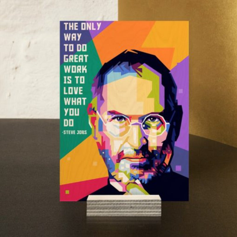 Steve WPAP Wood Print | Ink Infused into the Wood | Famous Personality |