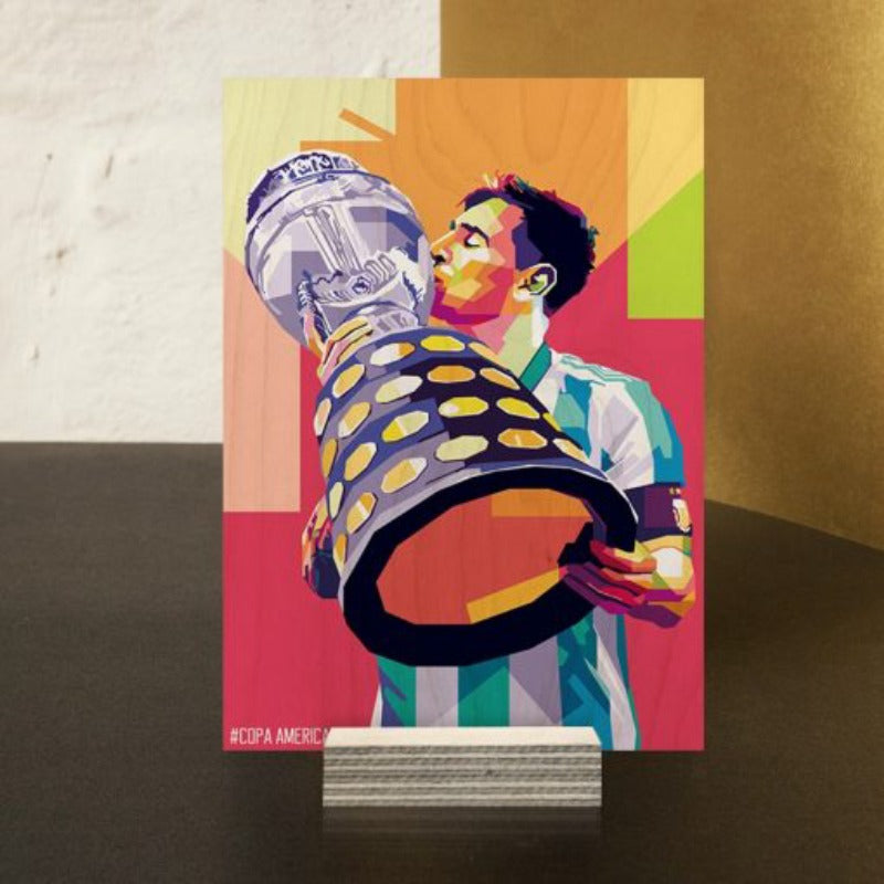 Lionel Messi (La Pulga) Copa America Trophy Wood Print | Ink Infused into the Wood | Soccer ; PSG ; Argentina |