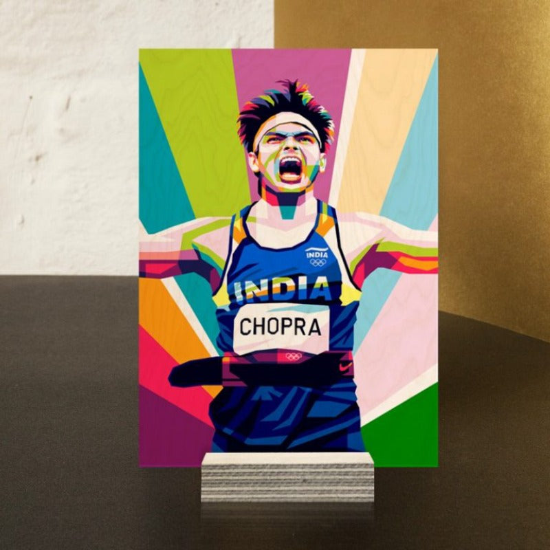 Neeraj Chopra Wood Print | Ink Infused into the Wood | Olympics ; Javelin ; Track and Field ; Indian Team |