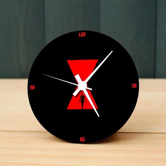 Black Widow Wooden Table Clock on Premium Plywood | Ink Infused into the Wood | 6 x 6 inches with table stand ; 1 AA battery | MCU ; Avengers |