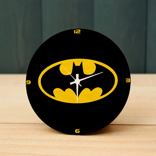 Batman Wooden Table Clock on Premium Plywood | Ink Infused into the Wood | 6 x 6 inches with table stand ; 1 AA battery | DC ; Justice League |