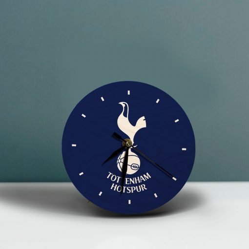 Tottenham Hotspur F.C. Wooden Table Clock on Premium Plywood | Ink Infused into the Wood | 6 x 6 inches with table stand ; 1 AA battery | Soccer ; Tottenham ; Spurs |