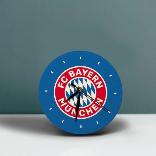 FC Bayern Munich Wooden Table Clock on Premium Plywood | Ink Infused into the Wood | 6 x 6 inches with table stand ; 1 AA battery | Soccer ; German ; FC Bayern |