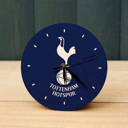 Tottenham Hotspur F.C. Wooden Table Clock on Premium Plywood | Ink Infused into the Wood | 6 x 6 inches with table stand ; 1 AA battery | Soccer ; Tottenham ; Spurs |