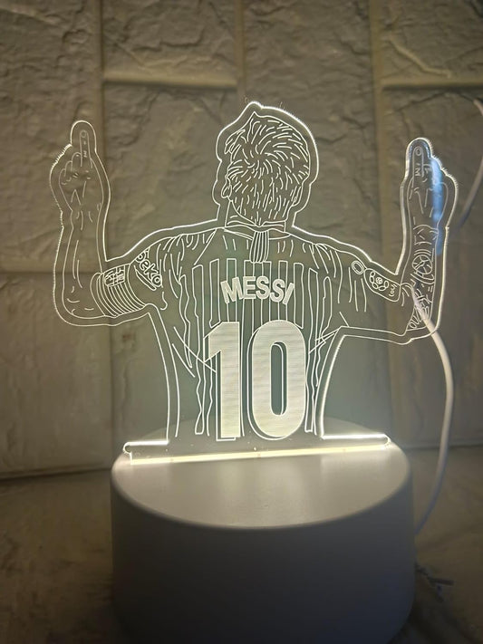 Messi Jersey Ten  3D Acrylic Night LED Light with USB plugin Base | Size: 20 cm