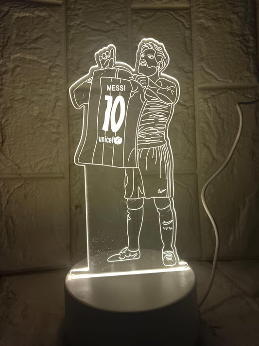 Messi Iconic Celebration 3D Acrylic Night LED Light with USB plugin Base | Size: 20 cm