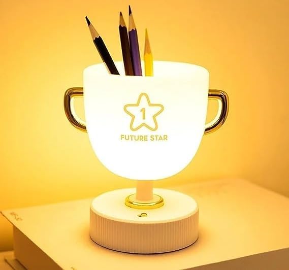 3D Trophy LED Lamp & Pen Stand | No 1 Future Star Cup Lamp | Plug In Only | USB wire included ; No Adapter |