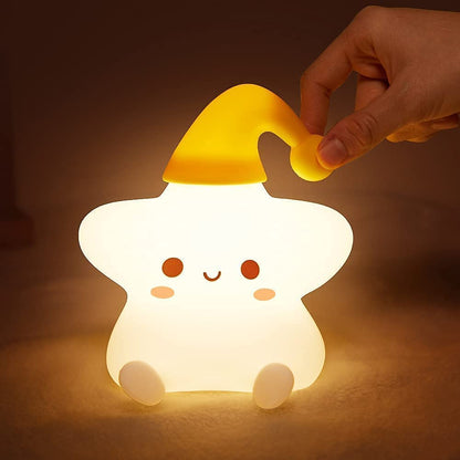 Little Star Silicone Touch Colour Changing LED Lamp | USB Rechargeable | Batteries not Required | 14.5 x 11.5 cm | 7 Colorful Light Mode | Soft Silicone |