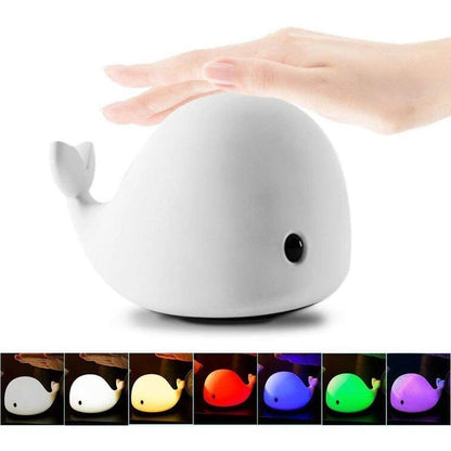 Whale Silicone Touch Colour Changing LED Lamp | USB Rechargeable | Batteries not Required | 14.6 x 11 x 9.6 cm | 5 Colorful Light Mode | Soft Silicone |