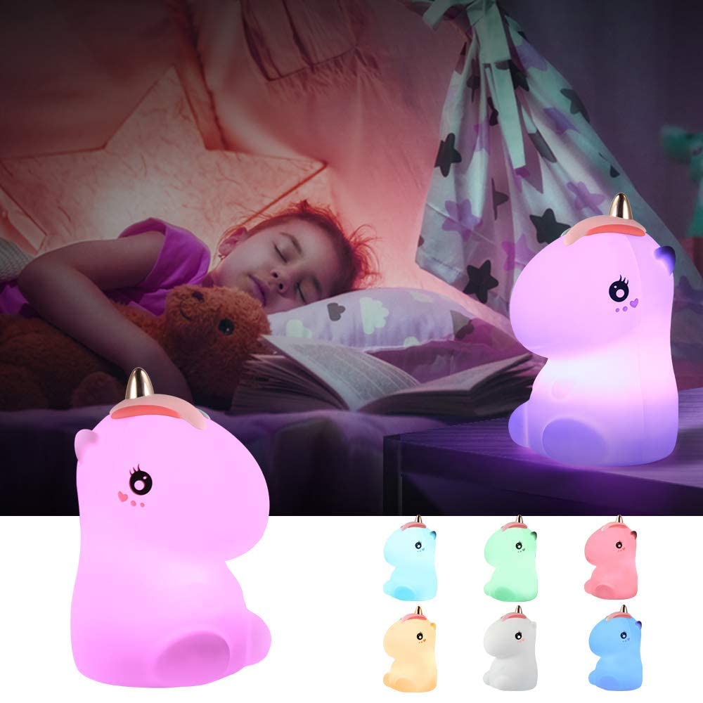 Unicorn Pink Silicone Touch Colour Changing LED Lamp | USB Rechargeable | Batteries not Required | 18 x 9 cm | 7 Colorful Light Mode | Soft Silicone |