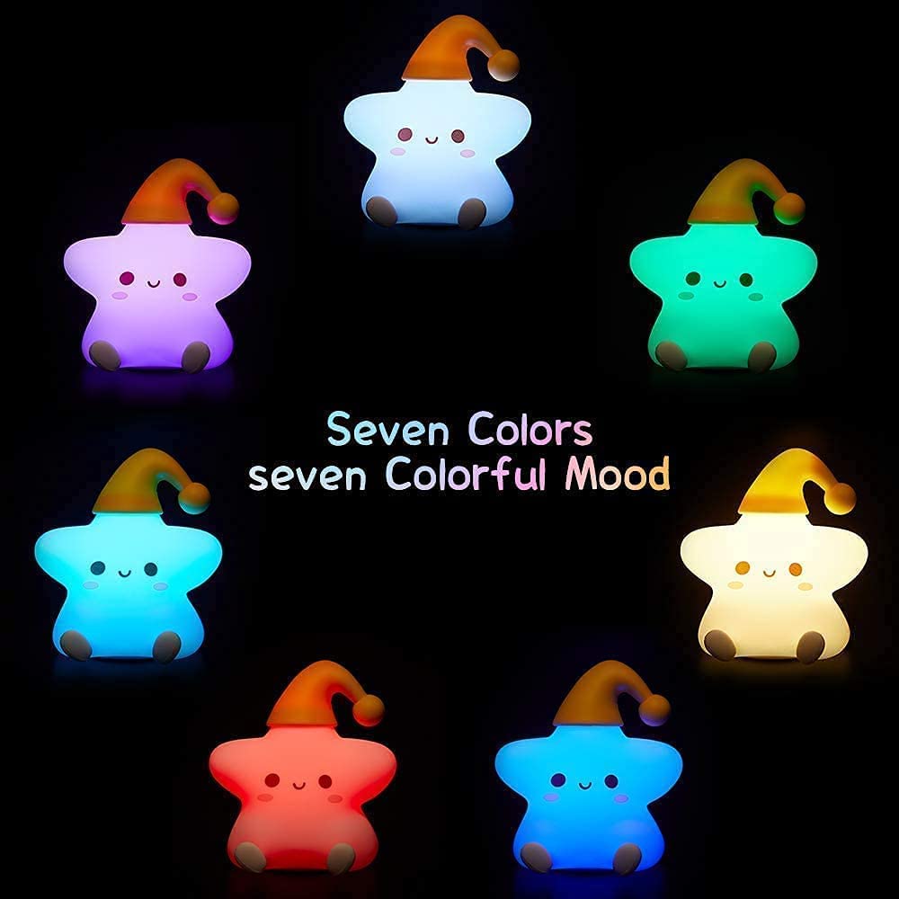 Little Star Silicone Touch Colour Changing LED Lamp | USB Rechargeable | Batteries not Required | 14.5 x 11.5 cm | 7 Colorful Light Mode | Soft Silicone |