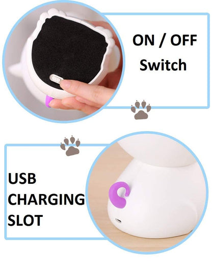 Dog Sitting - No Smile (Design D) Silicone Touch Colour Changing LED Lamp | Base Plastic - Random Colour | USB Rechargeable | Batteries not Required | 14 x 9 cm | 7 Colorful Mode |