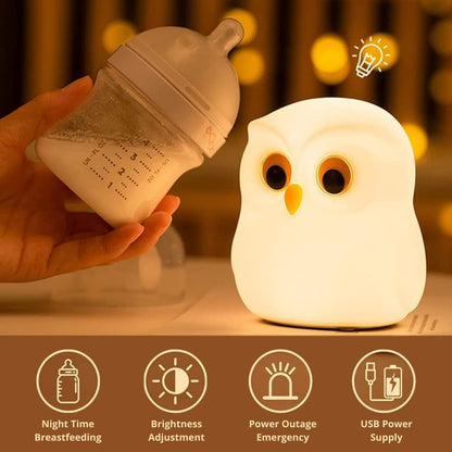 Owl Silicone Touch Colour Changing LED Lamp | 2 Modes - Warm Light & Color Changing | Brightness Control | USB Rechargeable | Batteries not Required | 7 Colorful Mode |