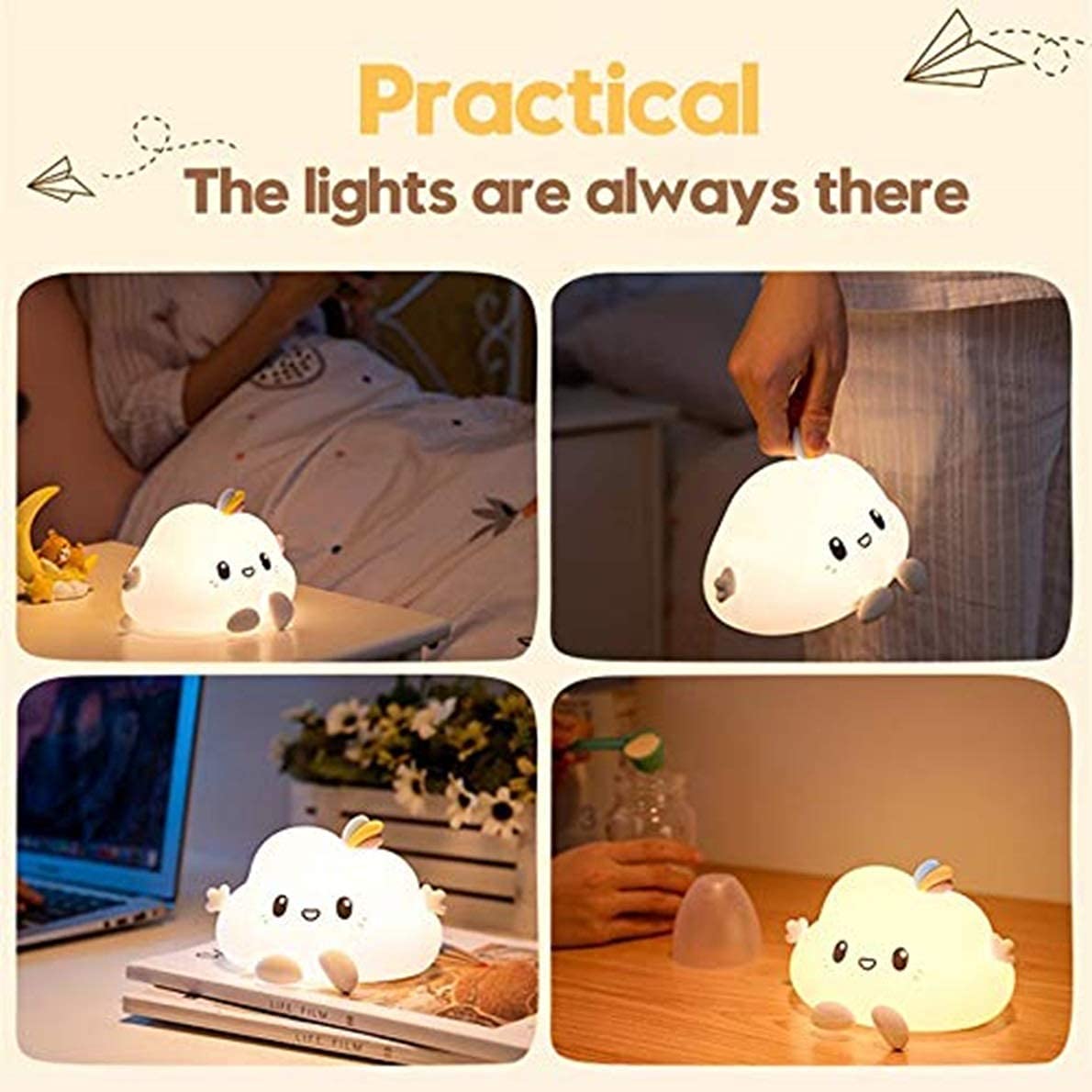 Cloud Silicone Touch Colour Changing LED Lamp | USB Rechargeable | Batteries not Required | 7 Colorful Light Mode | Soft Silicone |